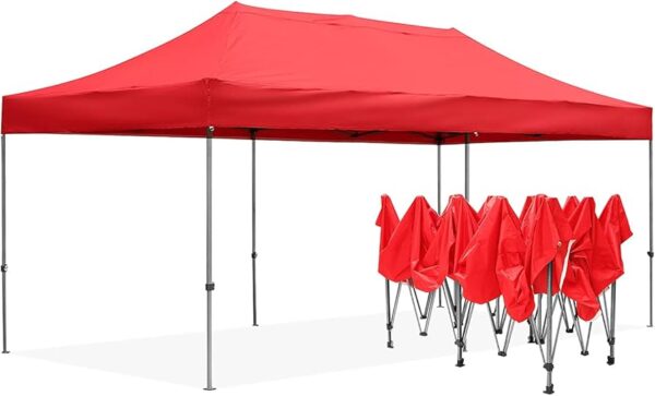 20 Feet Length, 10 Feet Width and 10 Feet Height Promotional Canopy Popup Tent Using Stainless Steel Frame Surrounding Fabrics and Velco System Door